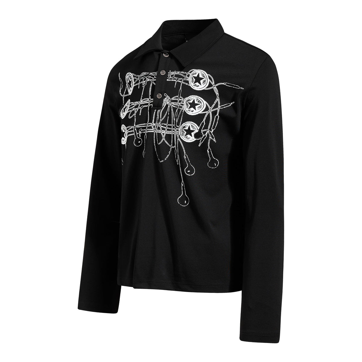Madxmarx Star Hardware Graphic Polo Long Sleeve