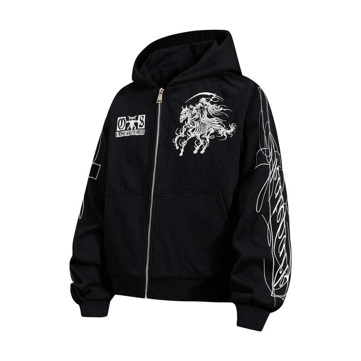 Madxmarx Horse Graphic Zip-Up Hoodie