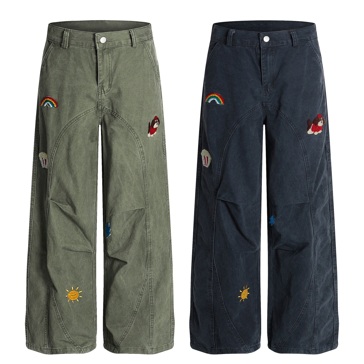 Madxmarx Rainbow Patch Embroidered Pants