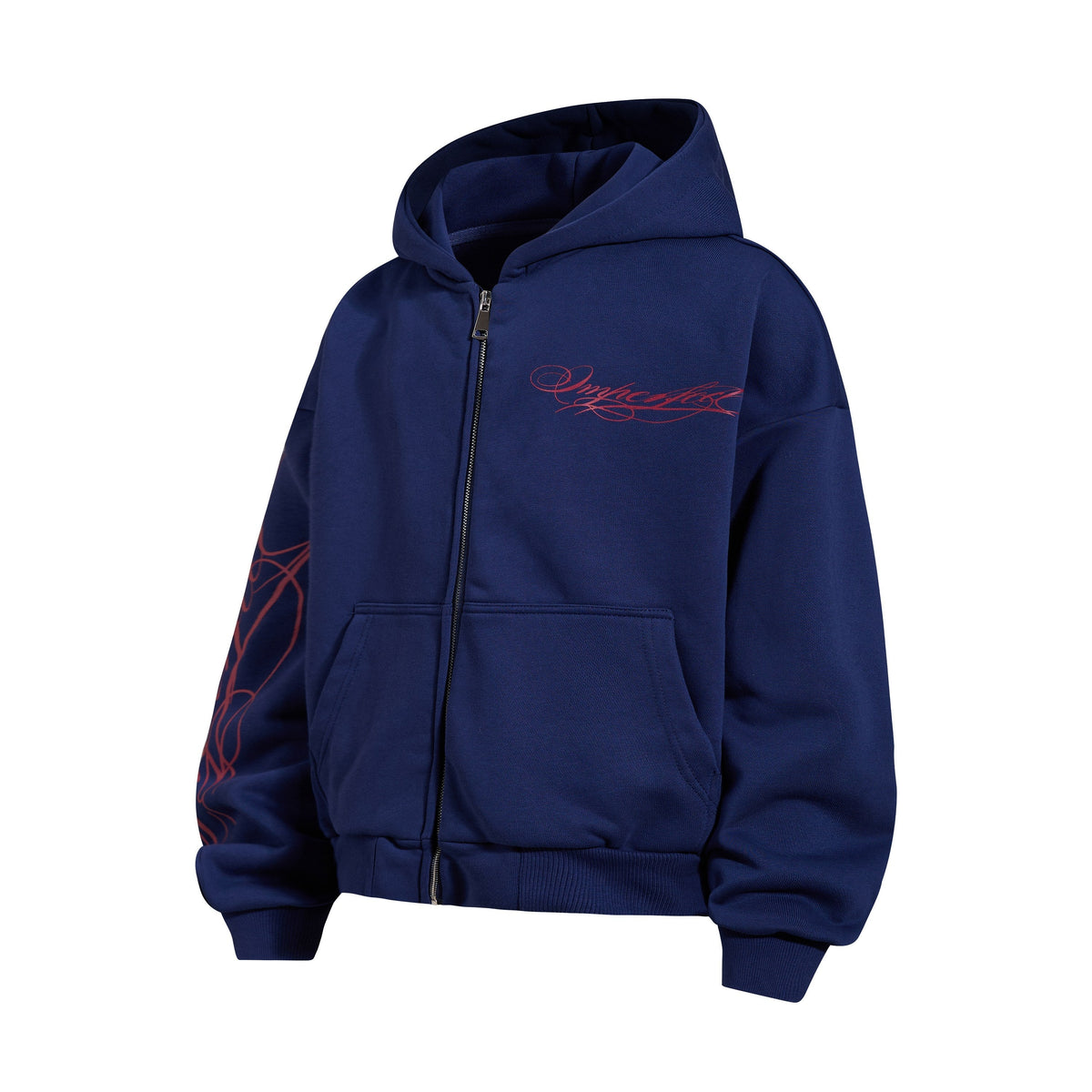 Madxmarx Script Sleeve Zip-Up Hoodie
