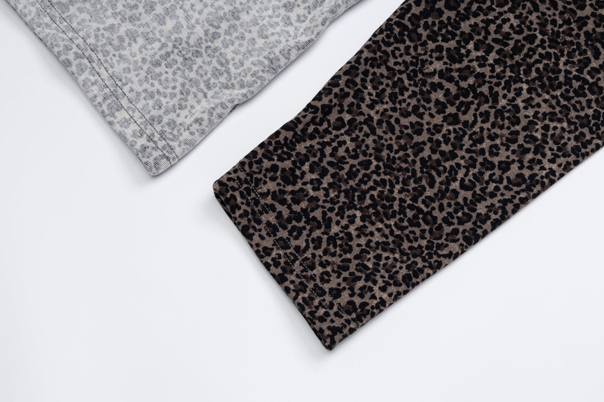 Madxmarx Leopard Graphic Raglan Long Sleeve Tee