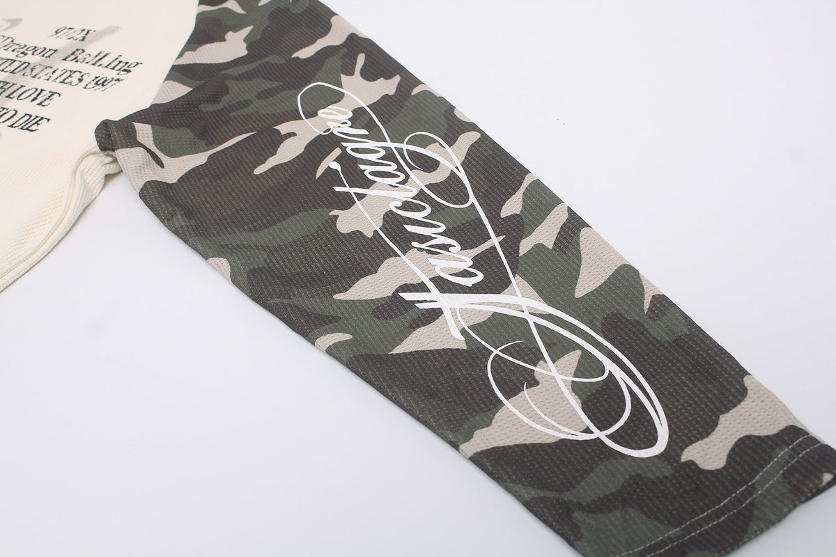 Madxmarx Camo Sleeve Waffle Long Sleeve