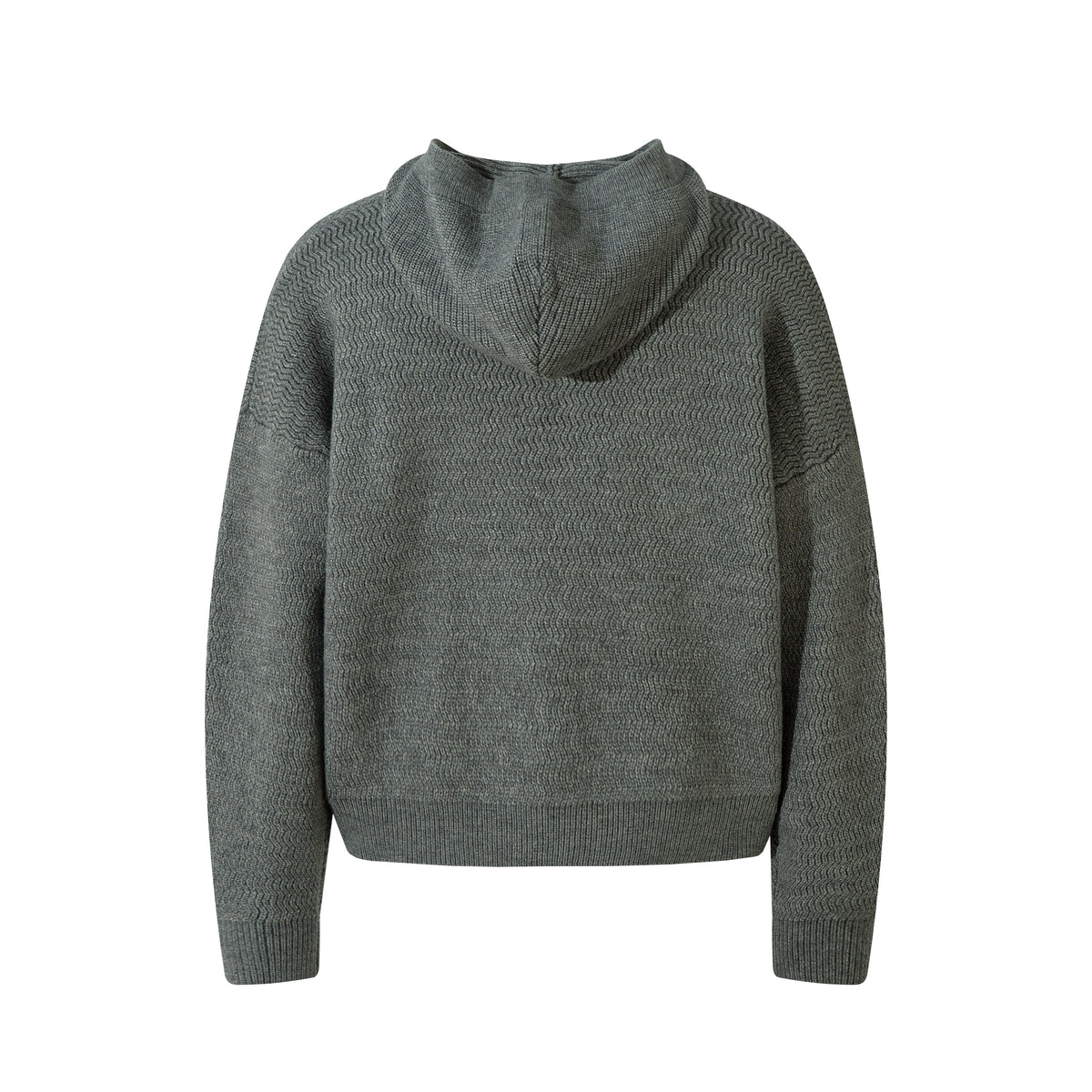 Madxmarx Textured Knit Zip-Up Hoodie
