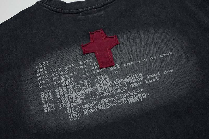 Madxmarx Distressed Cross Graphic Sleeveless T-Shirt