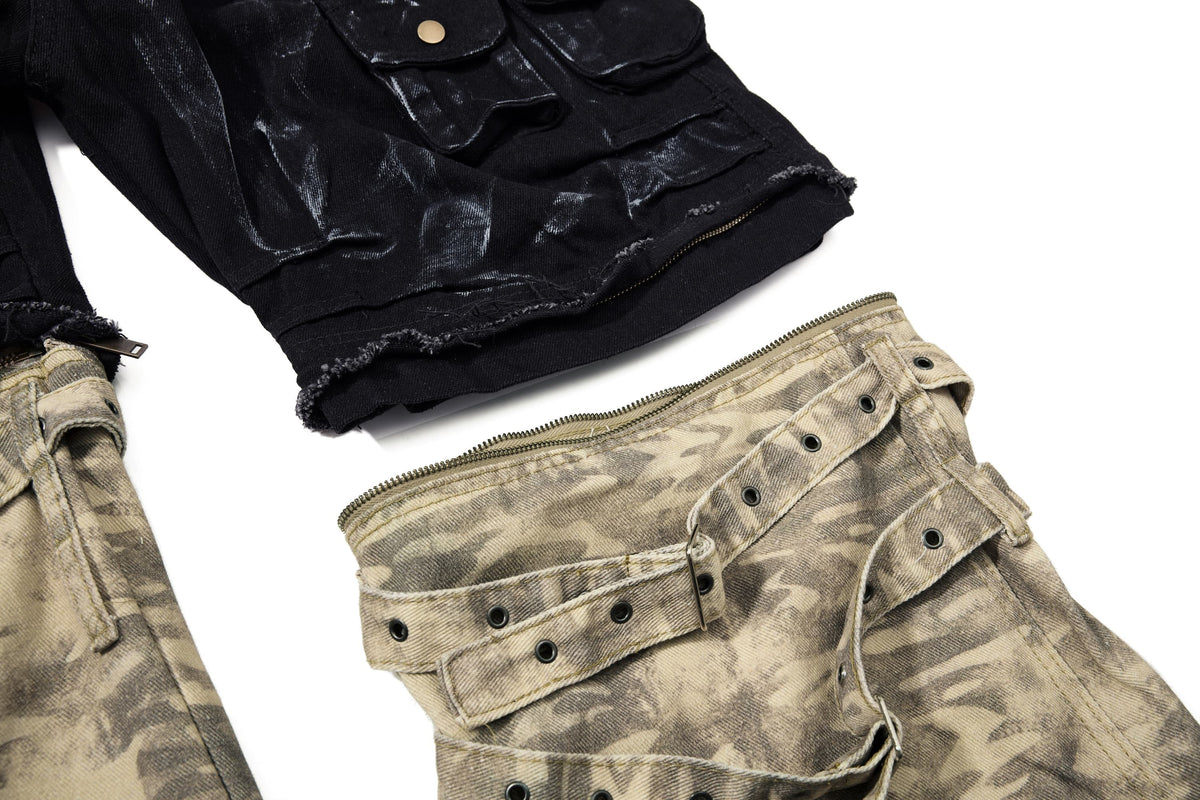 Madxmarx Gewaschene Utility-Cargohose aus Denim