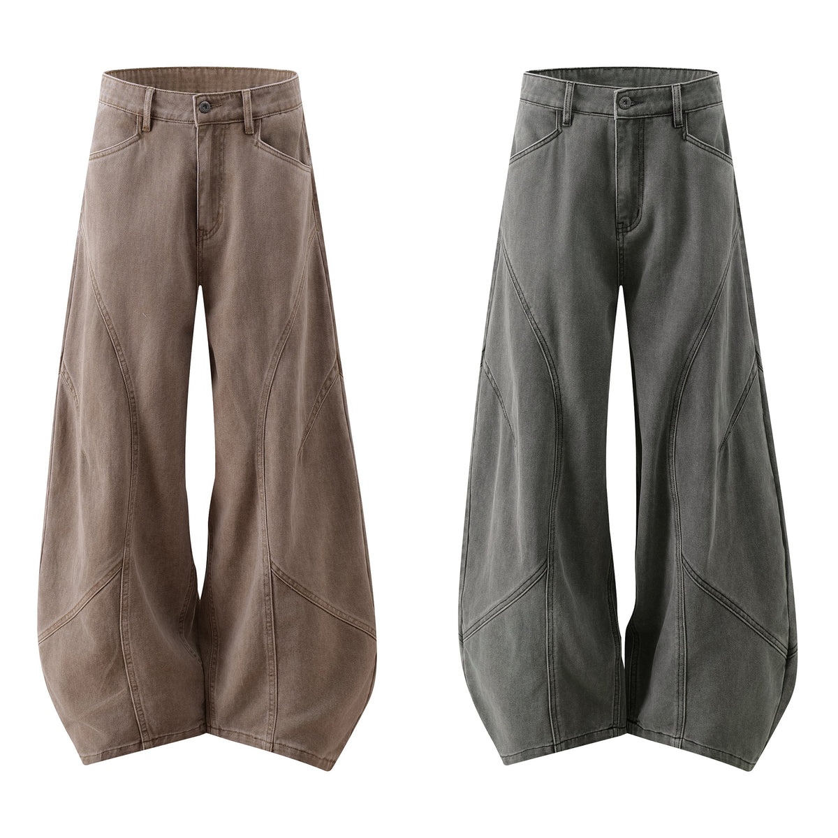 Madxmarx Curved-Panel Balloon Wide-Leg Jeans