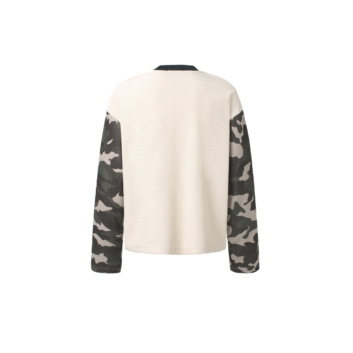 Madxmarx Camo Sleeve Graphic Waffle Long Sleeve