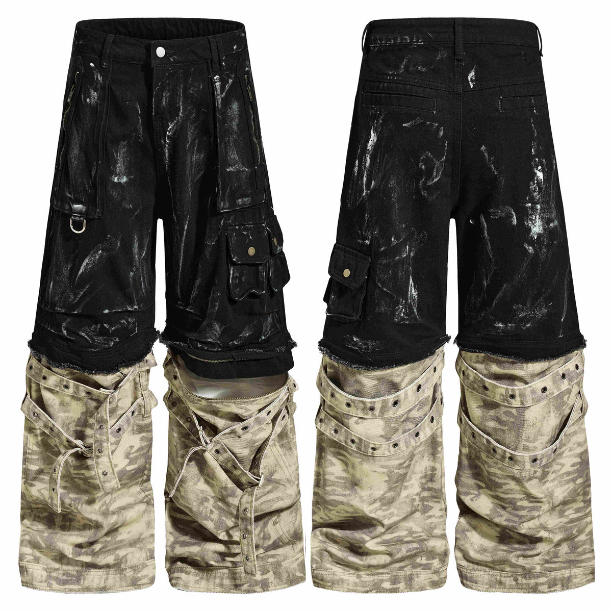 Madxmarx Gewaschene Utility-Cargohose aus Denim