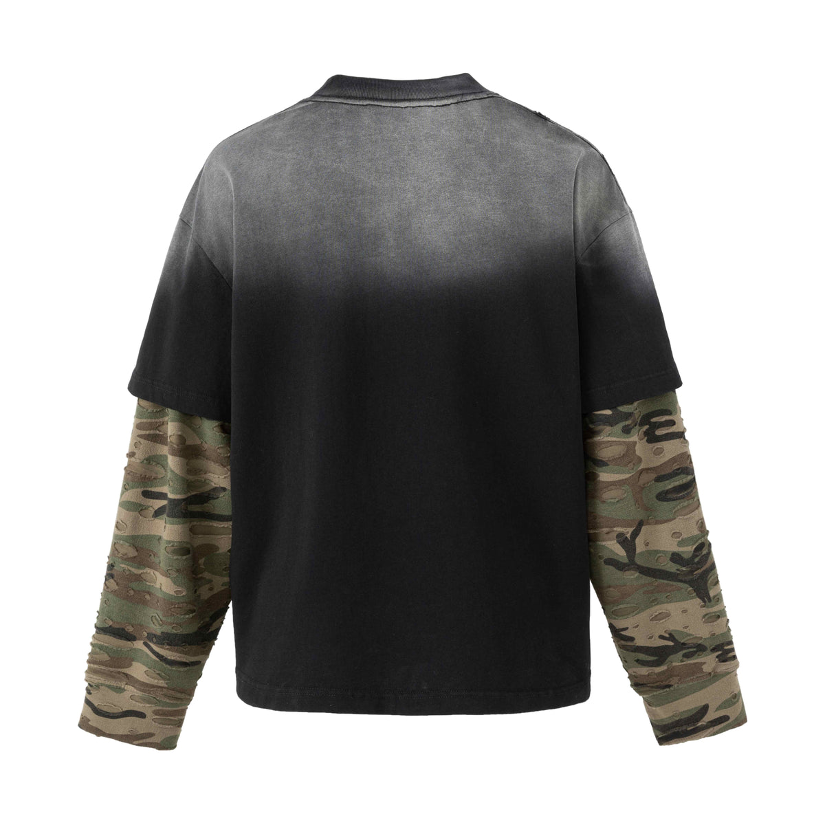Madxmarx Layered Camo Sleeve Washed T-Shirt