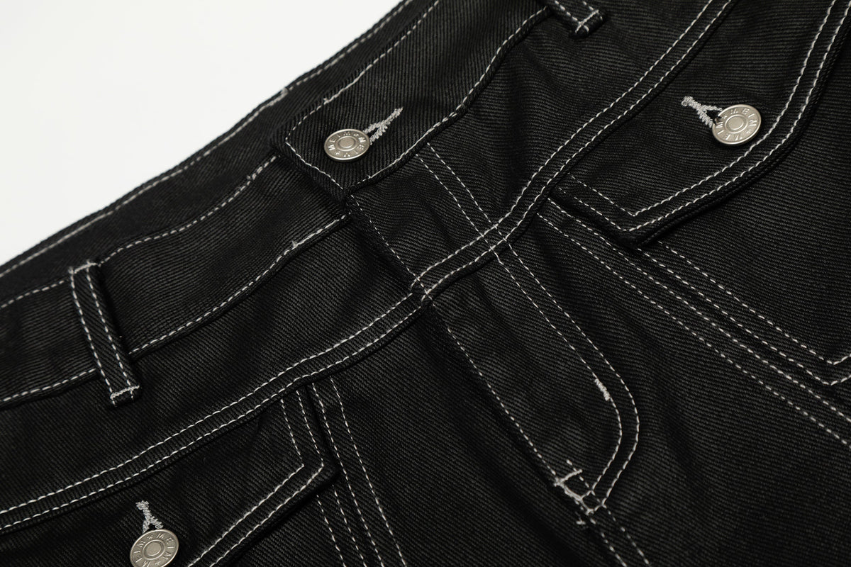 Pantalon en jean large à surpiqûres contrastantes imprimé Madxmarx