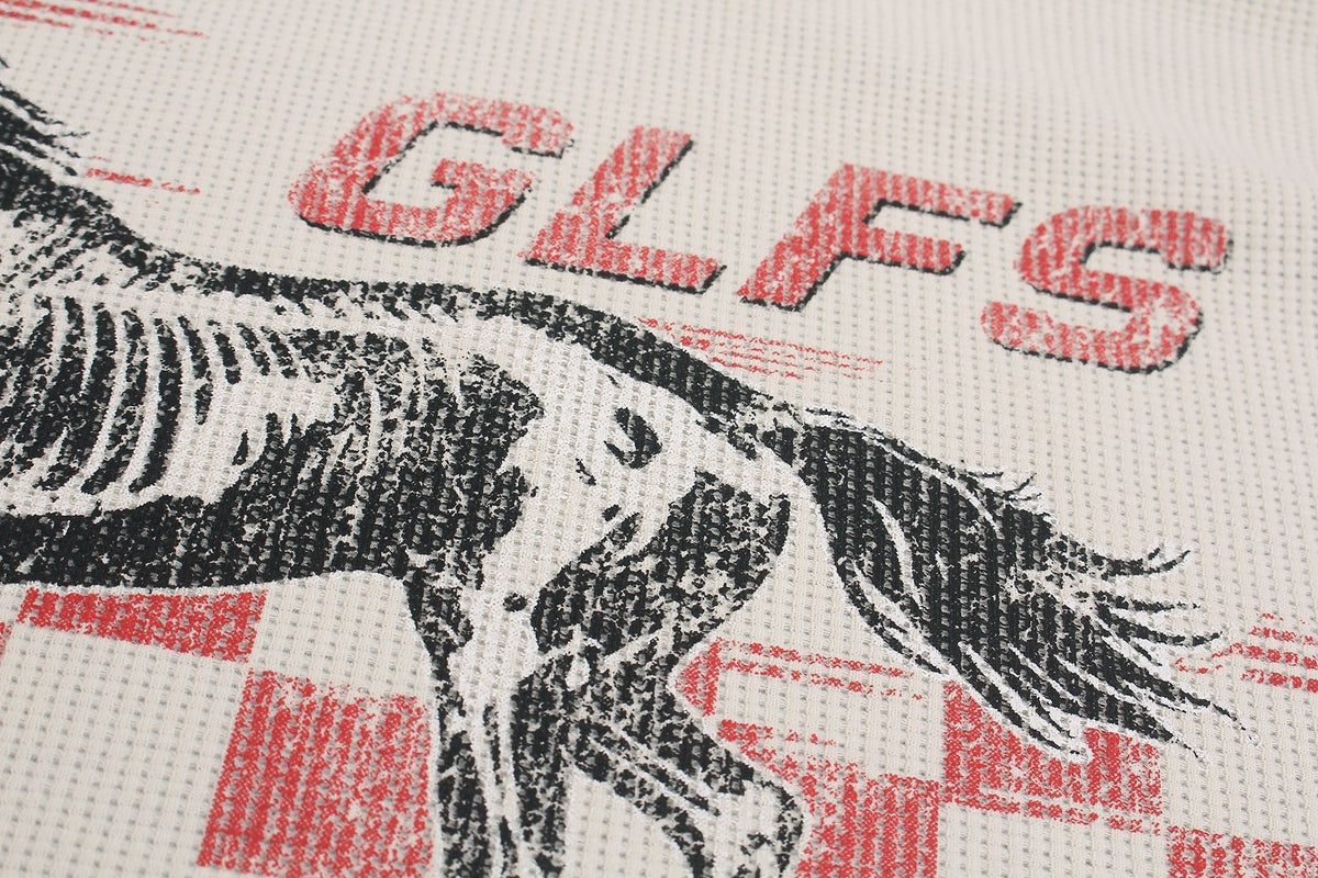 Madxmarx Vintage Racing Horse Waffle Long Sleeve