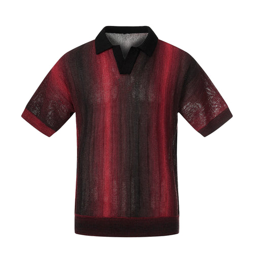 Madxmarx “Gradient Knit Polo Tee” - S / Red