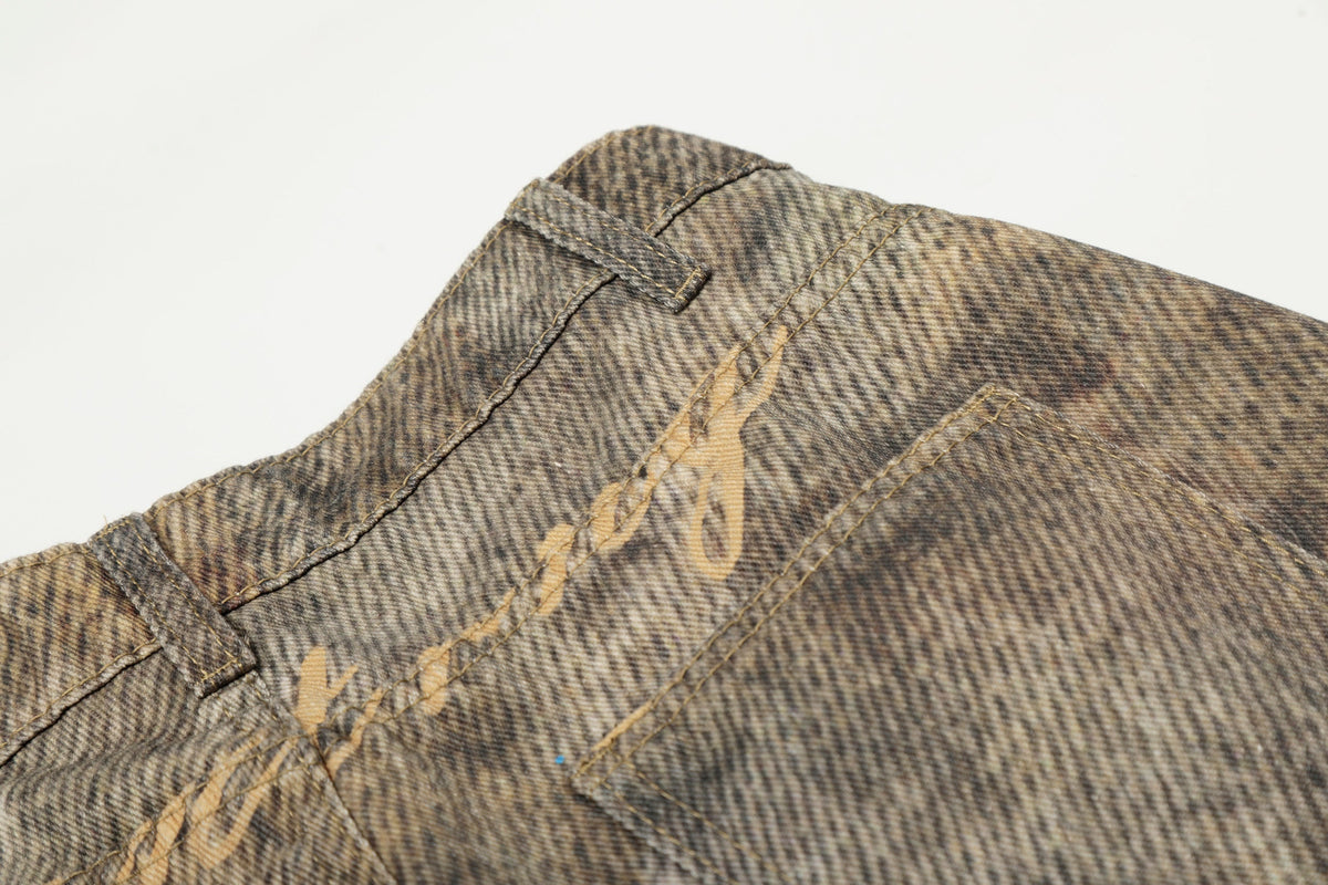 Jeans larges lavés à motif léopard Madxmarx