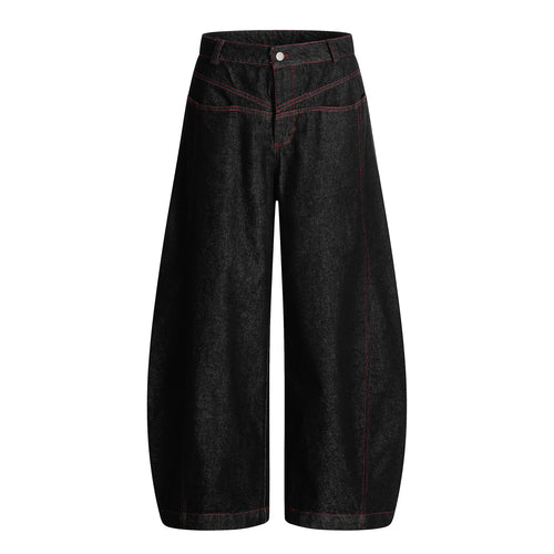 Pantalon en jean Madxmarx à coutures rouges - TP / Noir