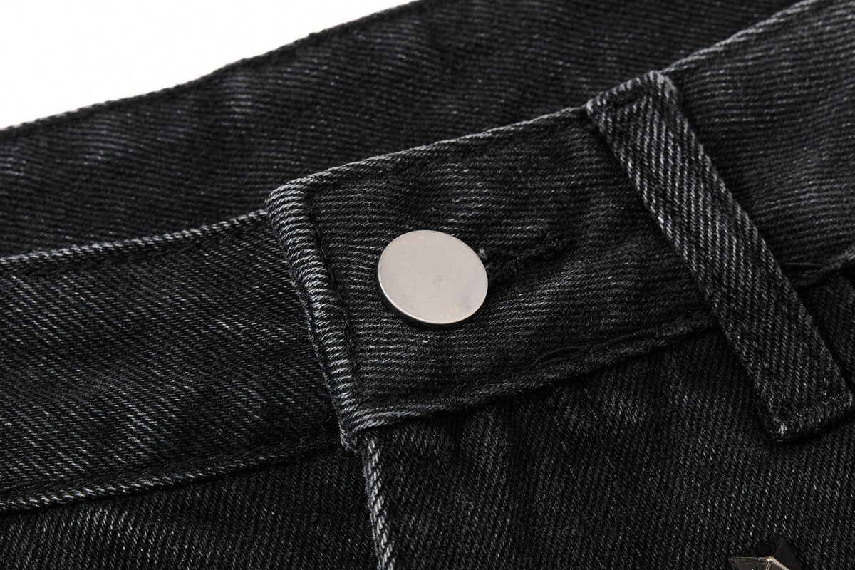 Madxmarx Studded Wide-Leg Denim Jeans