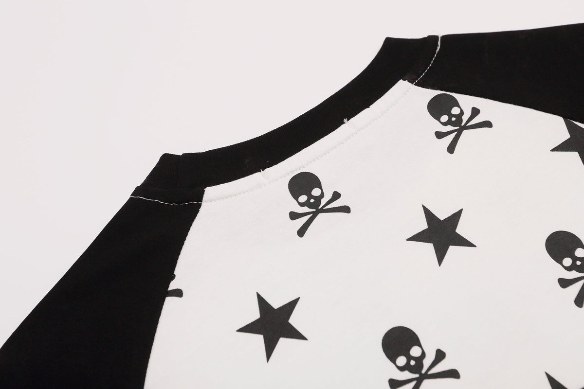 Madxmarx Skull Star Raglan Long Sleeve Tee