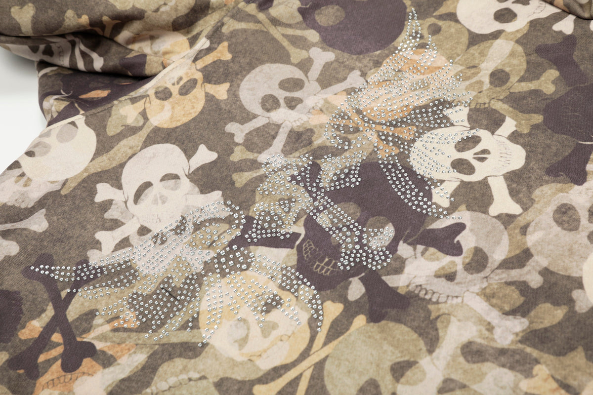 Madxmarx Kapuzenjacke mit Totenkopf-Camouflage und Fellbesatz