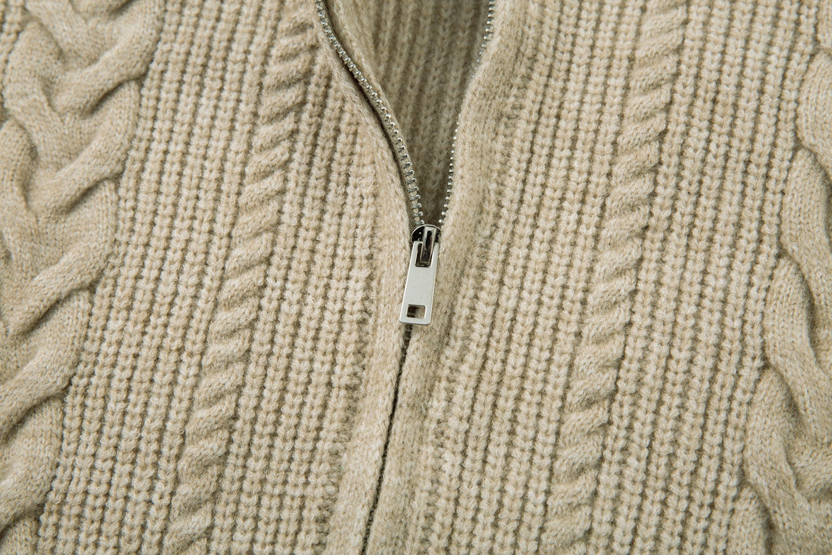 Madxmarx Cable Knit Zip-Up Sweater Jacket