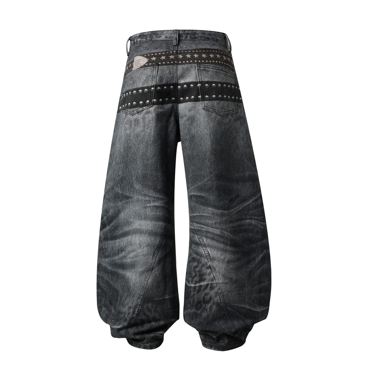 Madxmarx Washed Studded Wide-Leg Jeans
