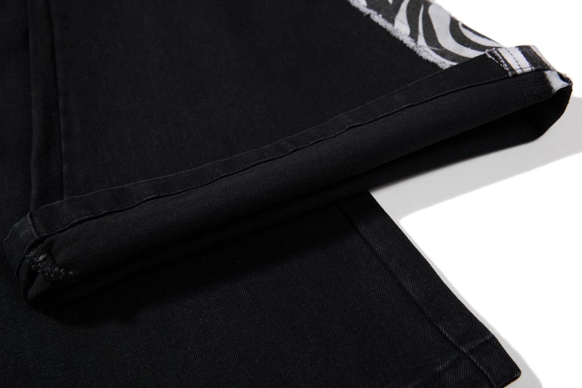 Madxmarx Zebra Panel Cargo Flared Jeans