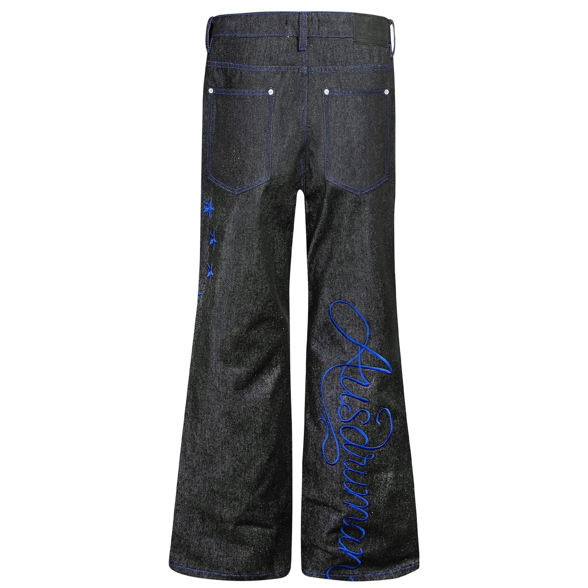 Madxmarx Blue Script Star Wide-Leg Jeans
