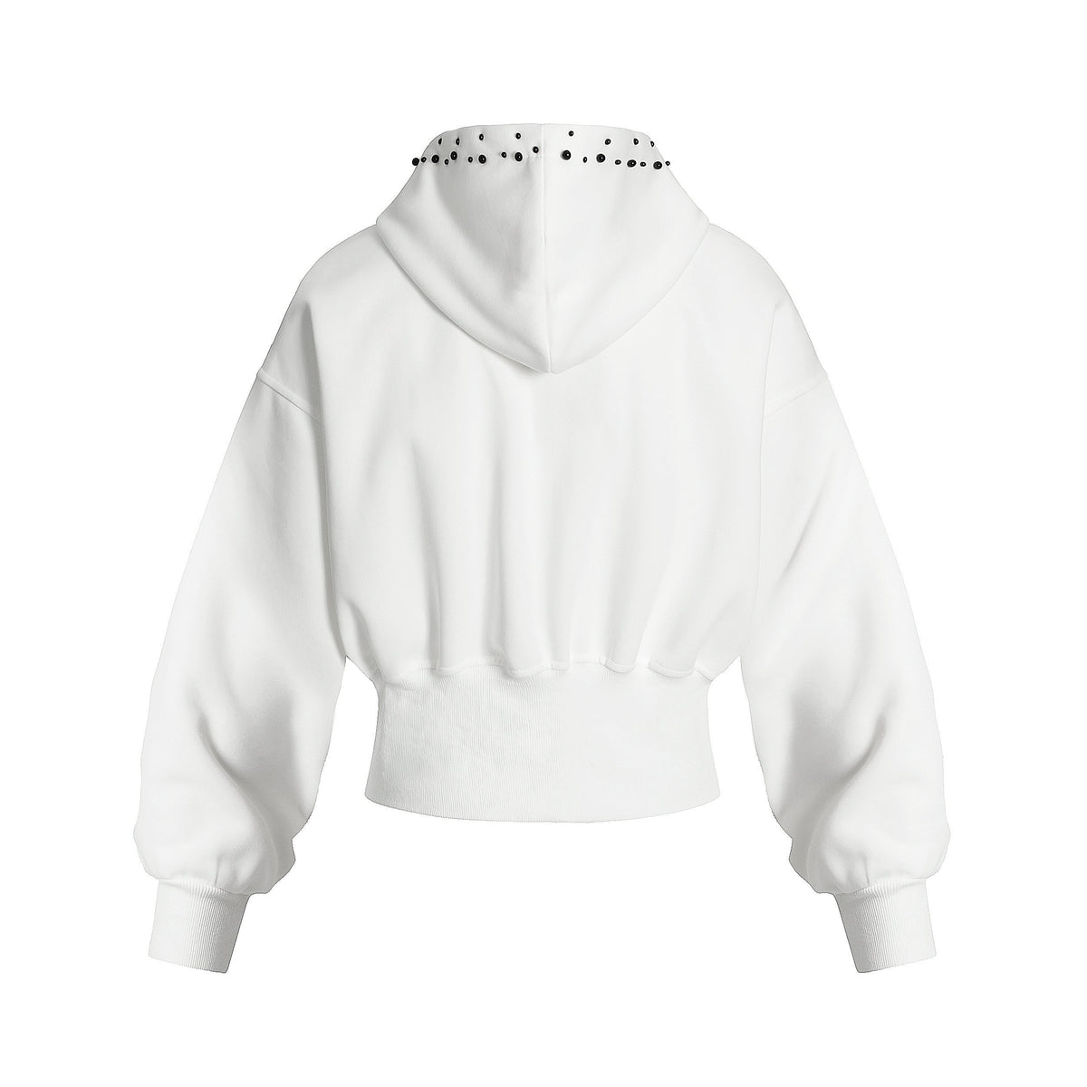 Madxmarx Kurzer Kapuzenpullover mit Perlenbesatz