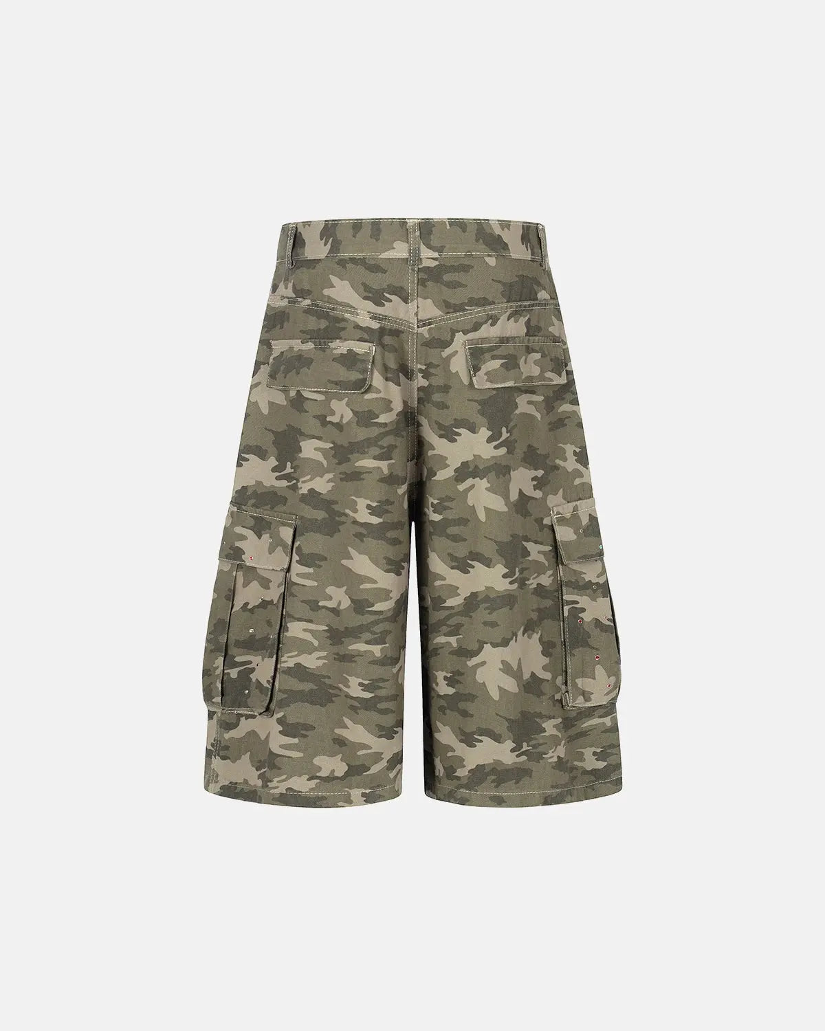 Embroidered Camo Cargo Longline Shorts