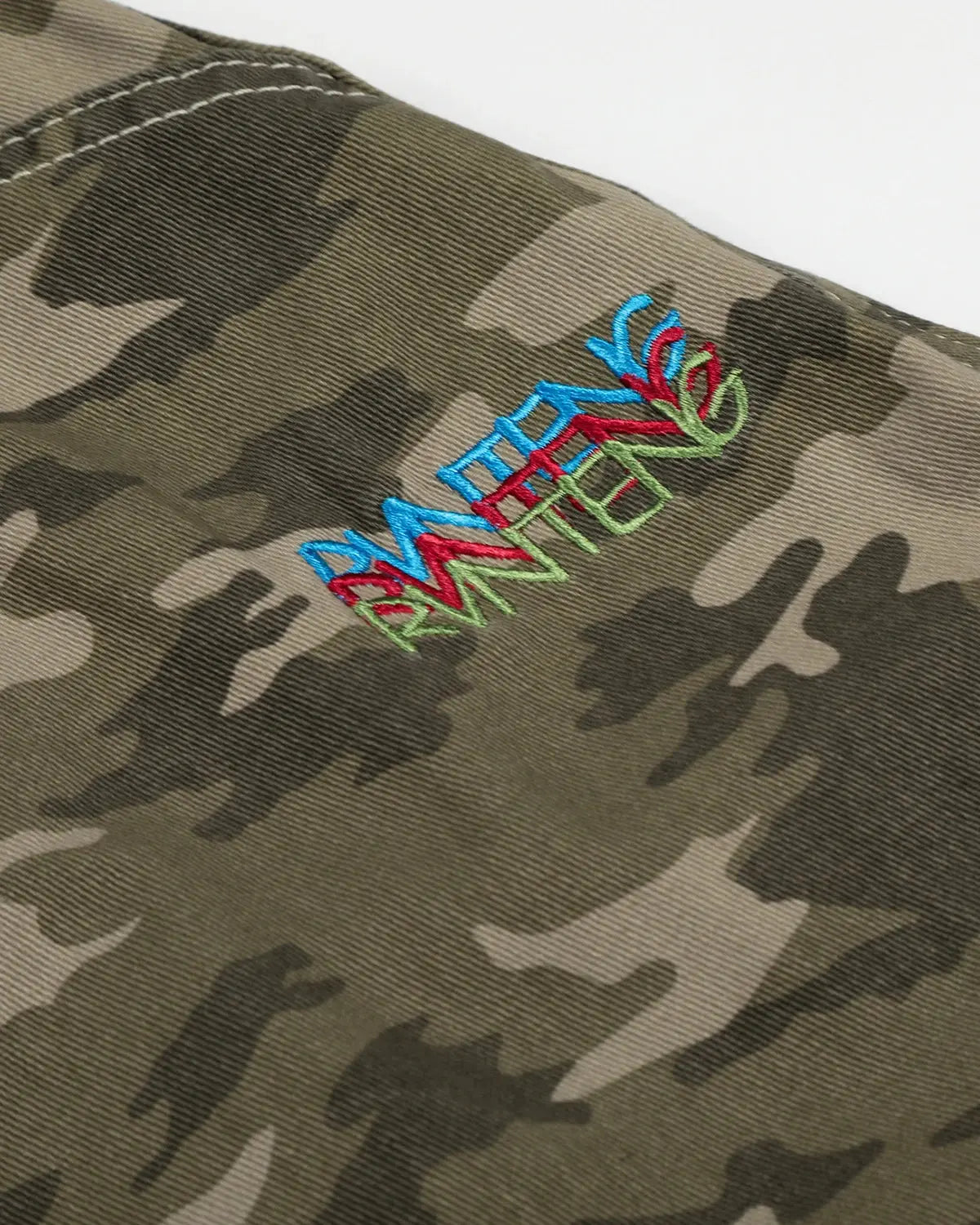 Embroidered Camo Cargo Longline Shorts