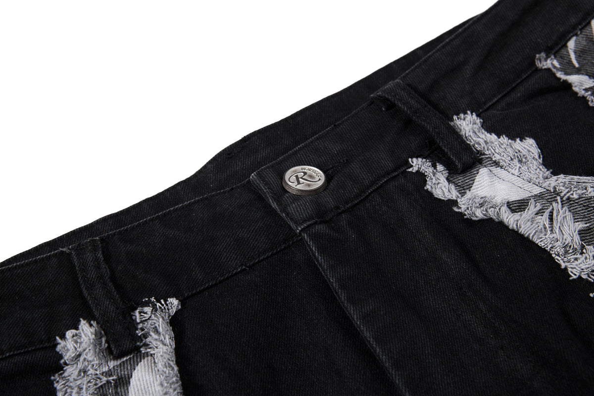 Madxmarx Zebra Panel Cargo Flared Jeans