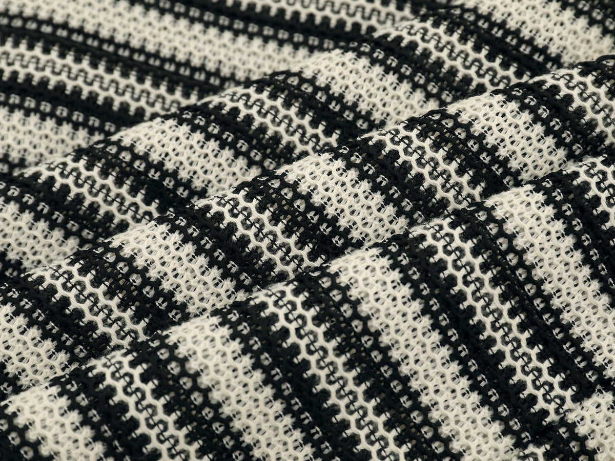 Madxmarx Striped Knit Long-Sleeve Polo