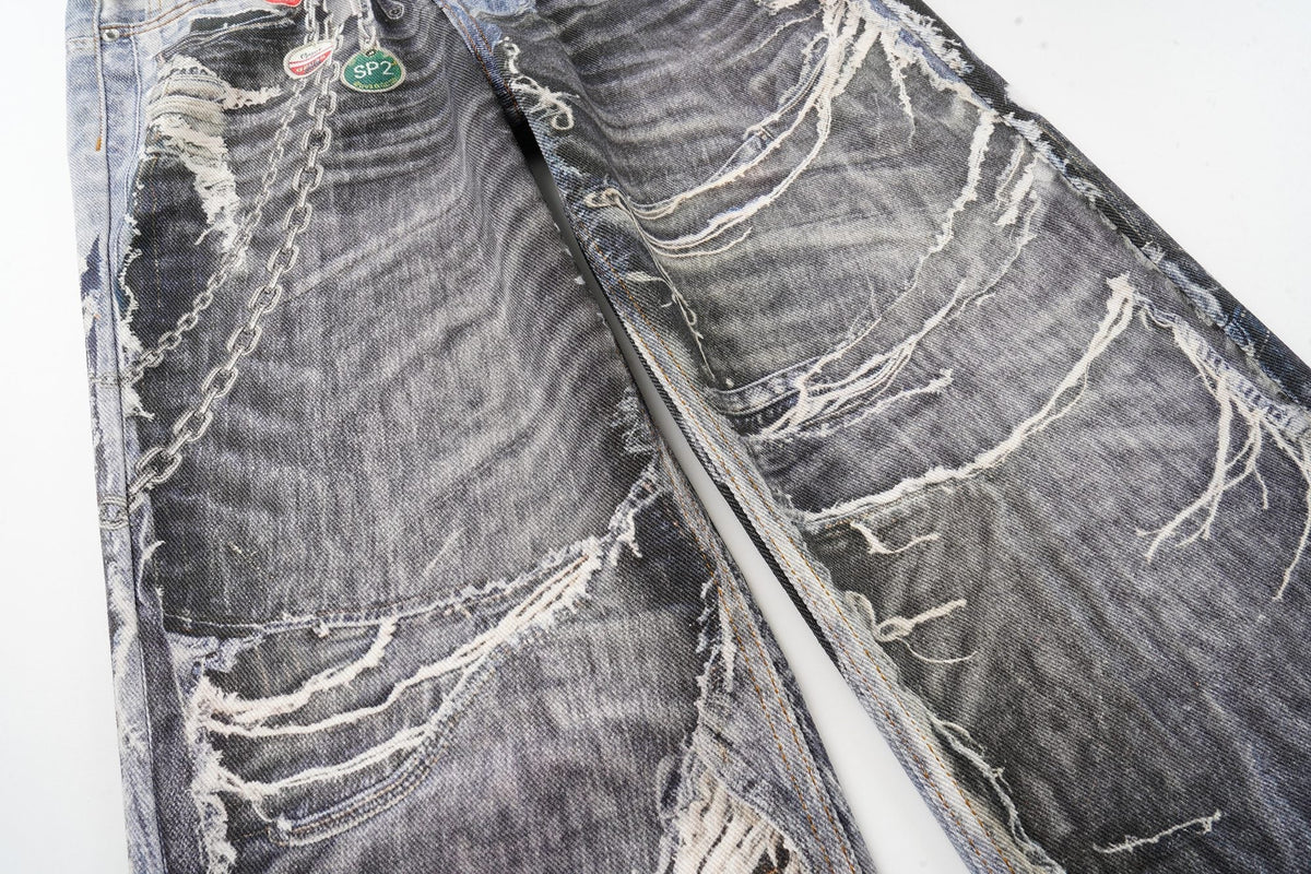 Madxmarx Distressed Patchwork Jeans