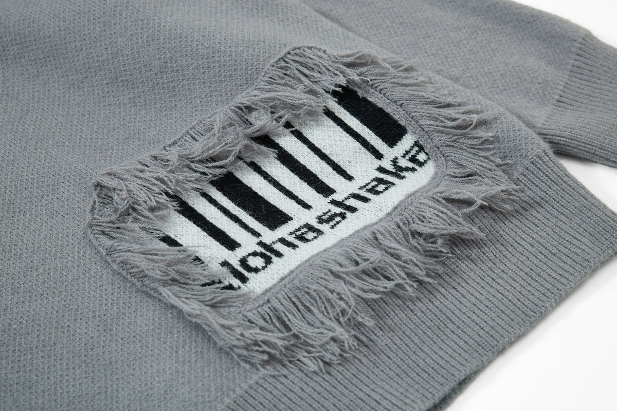 Madxmarx Fringe Patch Knit Sweater