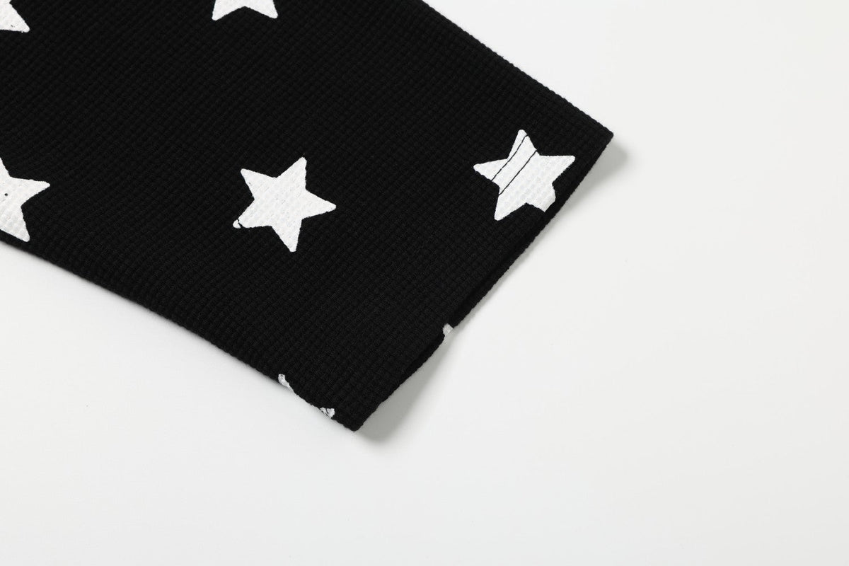 Madxmarx Star Raglan Waffle Long Sleeve Tee