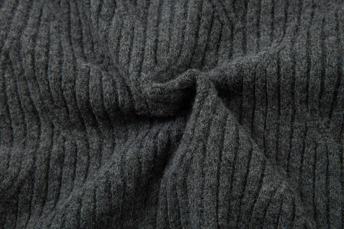 Madxmarx Distressed Ribbed Henley Knit