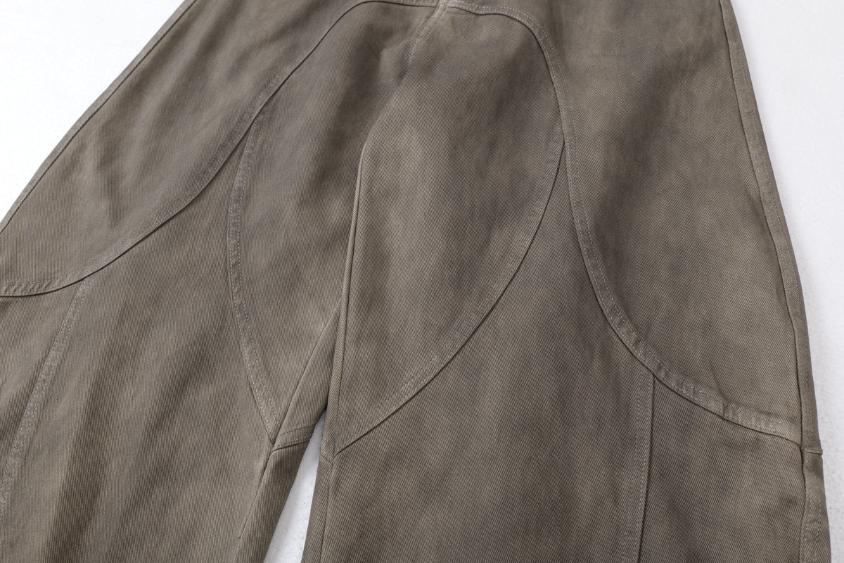 Madxmarx Washed Curved-Panel Blade Wide-Leg Jeans