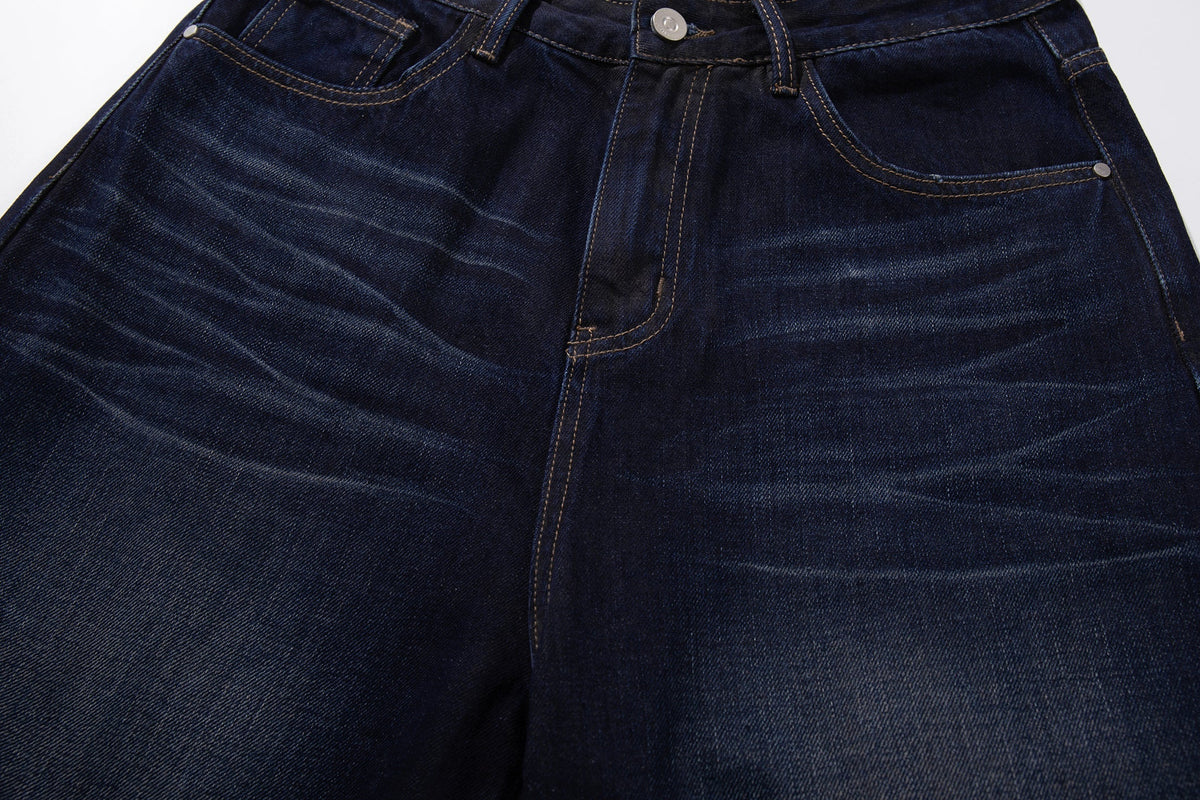 Madxmarx Leather-Patch Wide-Leg Denim