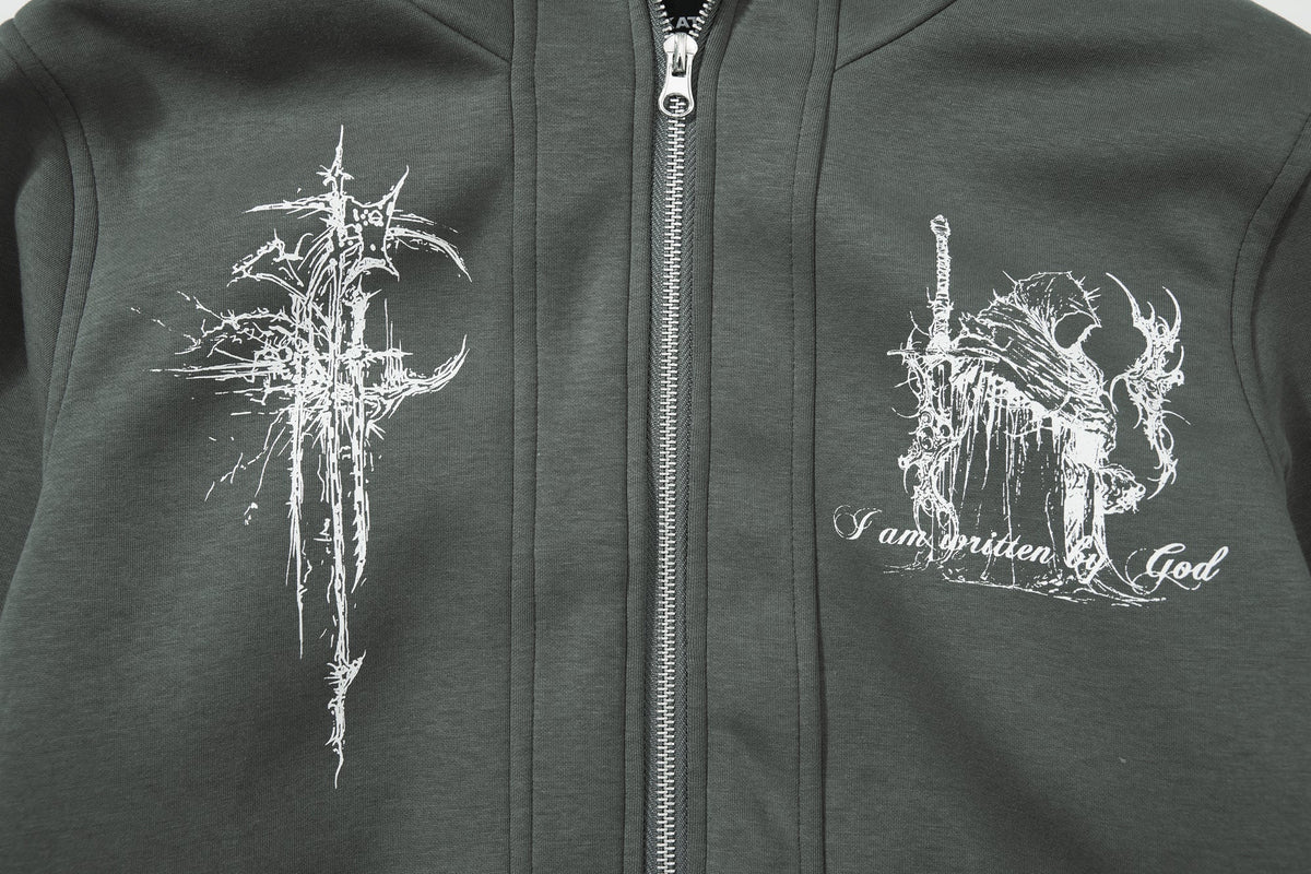 Madxmarx Gothic Line Art Zip Hoodie