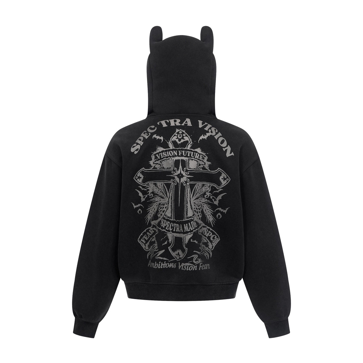 Madxmarx Devil-Horn Graphic Zip Hoodie
