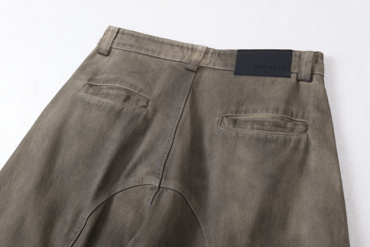 Madxmarx Washed Curved-Panel Blade Wide-Leg Jeans