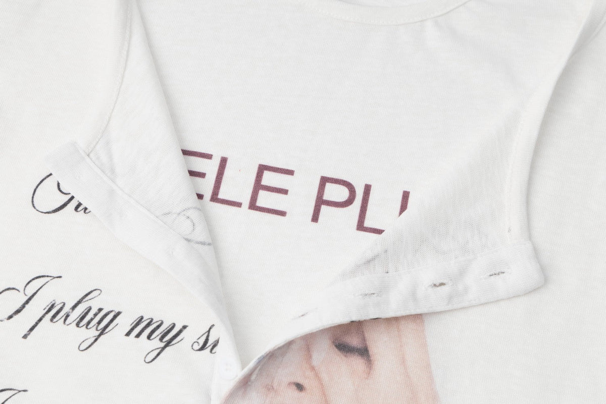 Madxmarx Faded Portrait Henley Long Sleeve Tee