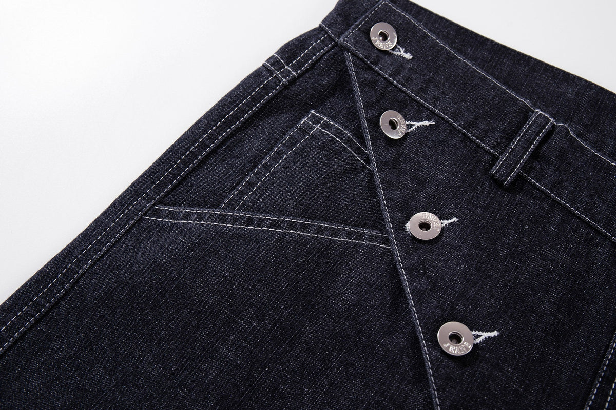 Madxmarx Asymmetric Button Wide-Leg Jeans