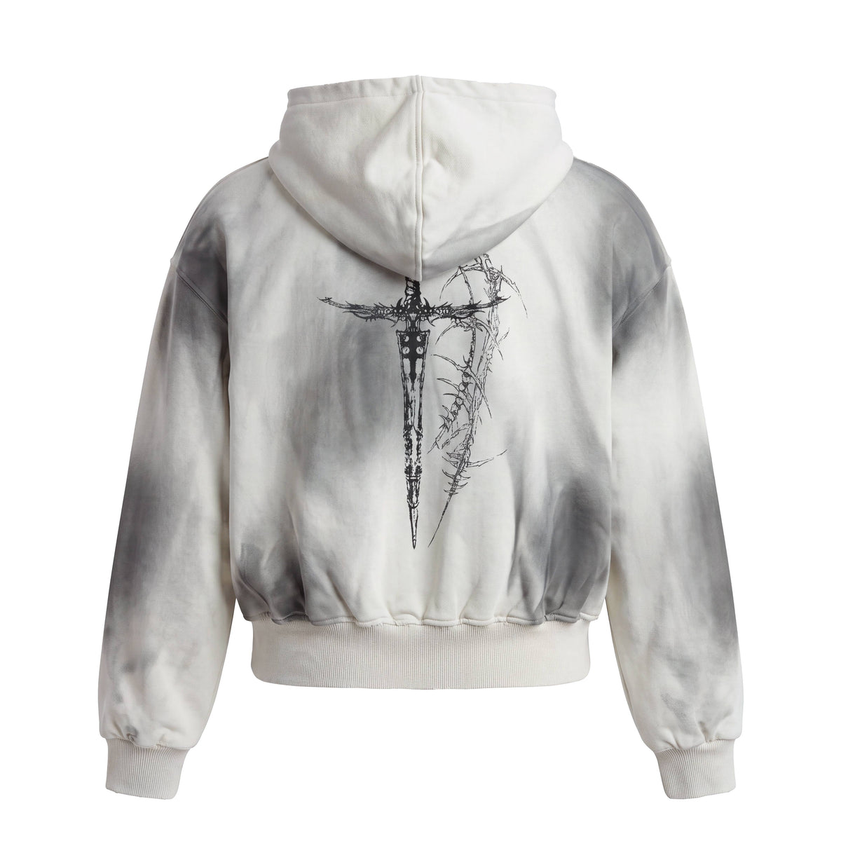 Madxmarx Tribal Graphic Washed Zip-Up Hoodie