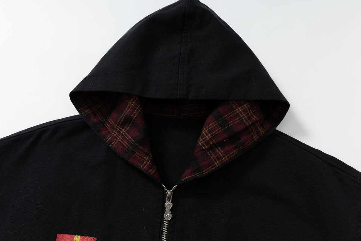 Madxmarx Plaid-Lined Zip Hoodie