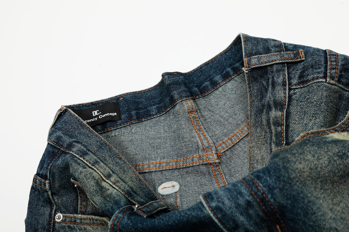 Madxmarx Vintage-Waschung Wide-Leg-Jeans