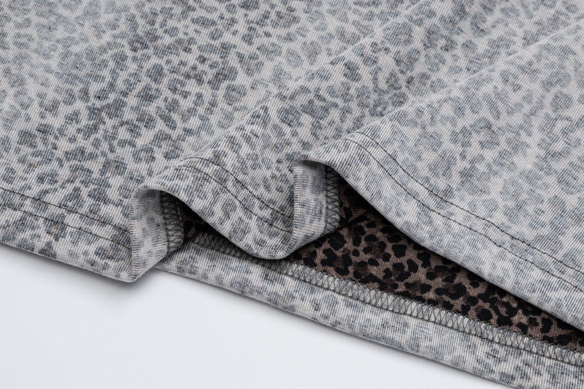 Madxmarx Leopard Graphic Raglan Long Sleeve Tee