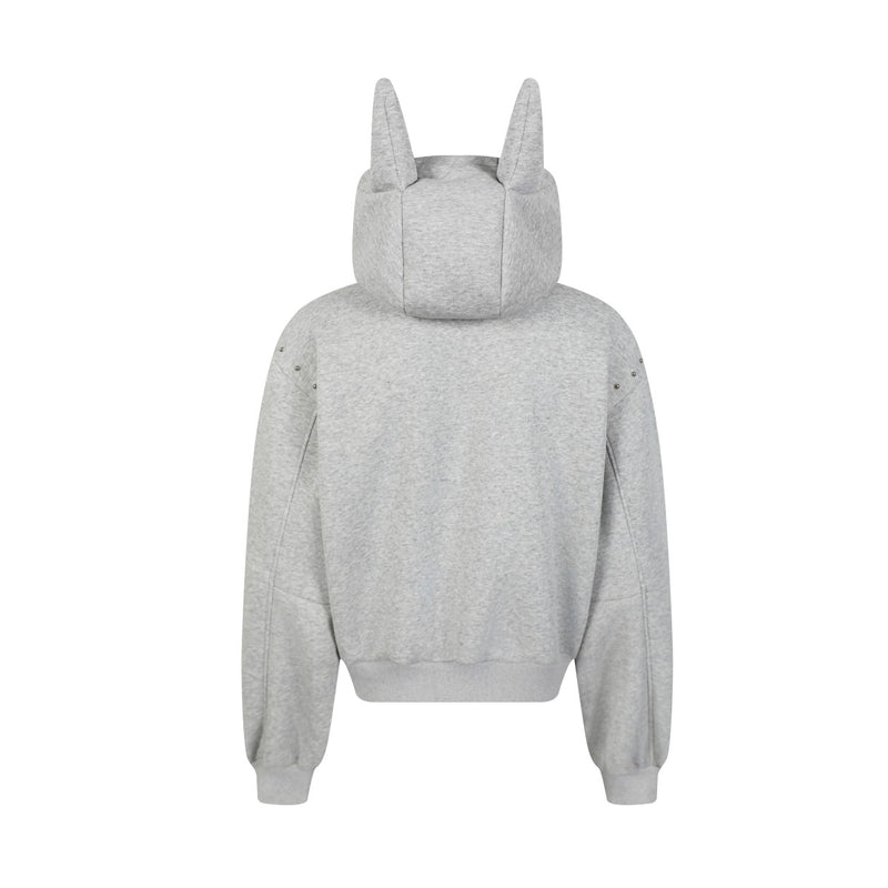 Madxmarx Devil Horn Studded High-Neck Zip Hoodie