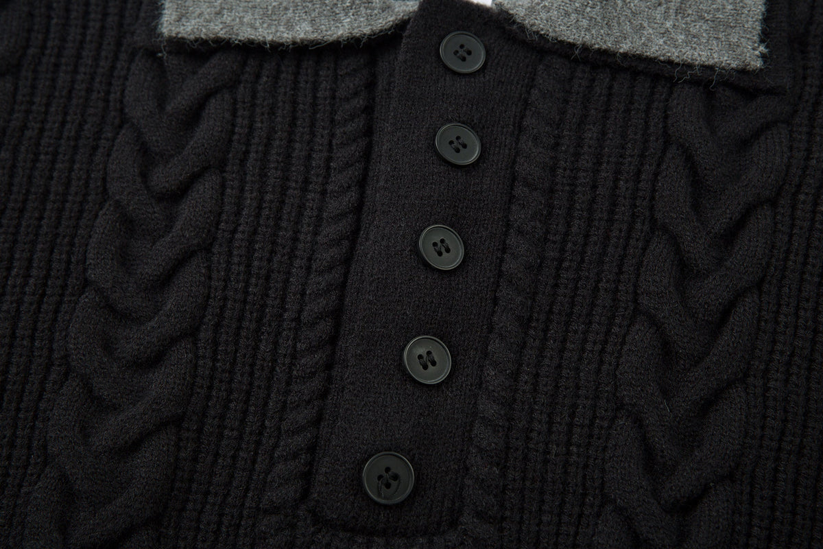 Madxmarx Vintage Cable Knit Polo Sweater