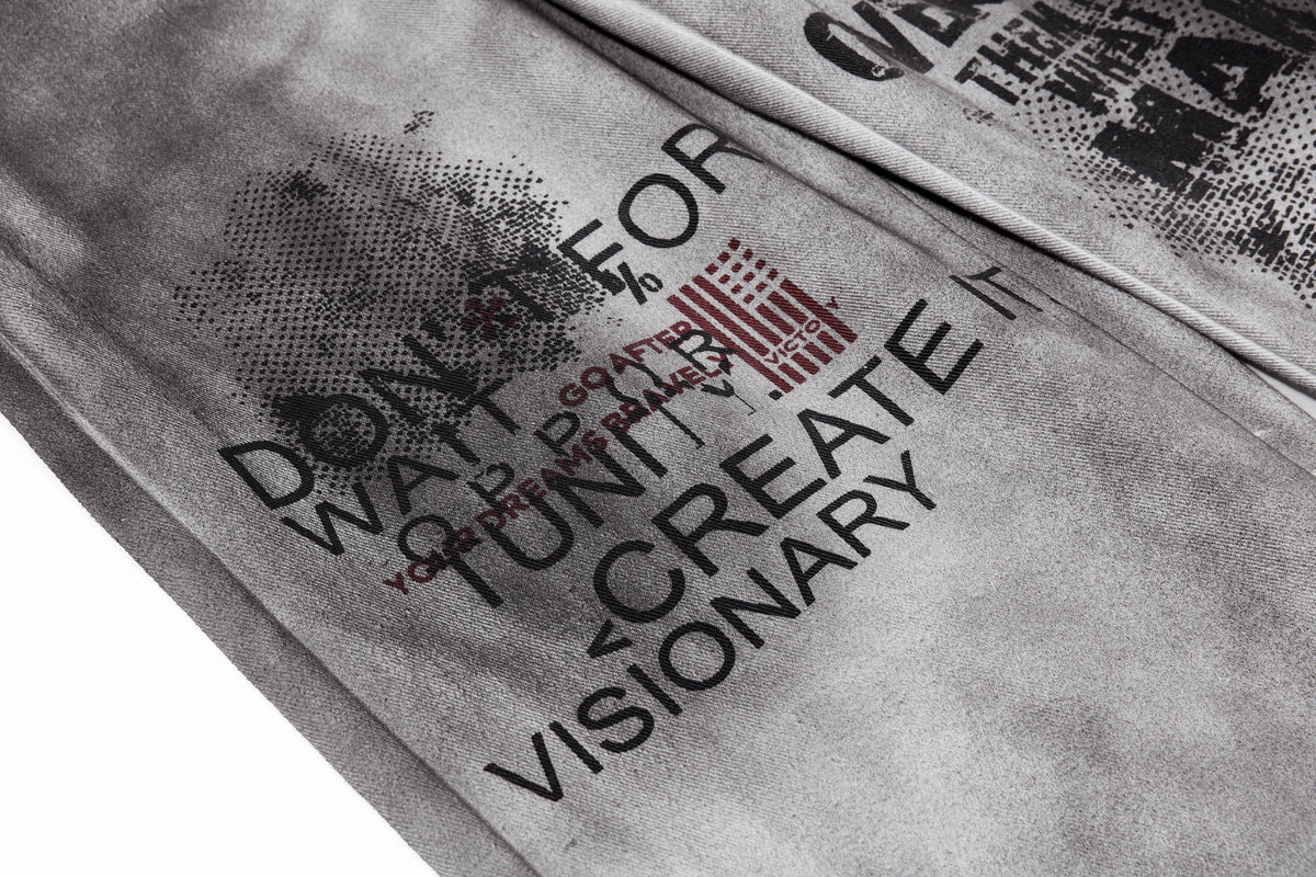 Pantalon large délavé à motif graphique Madxmarx