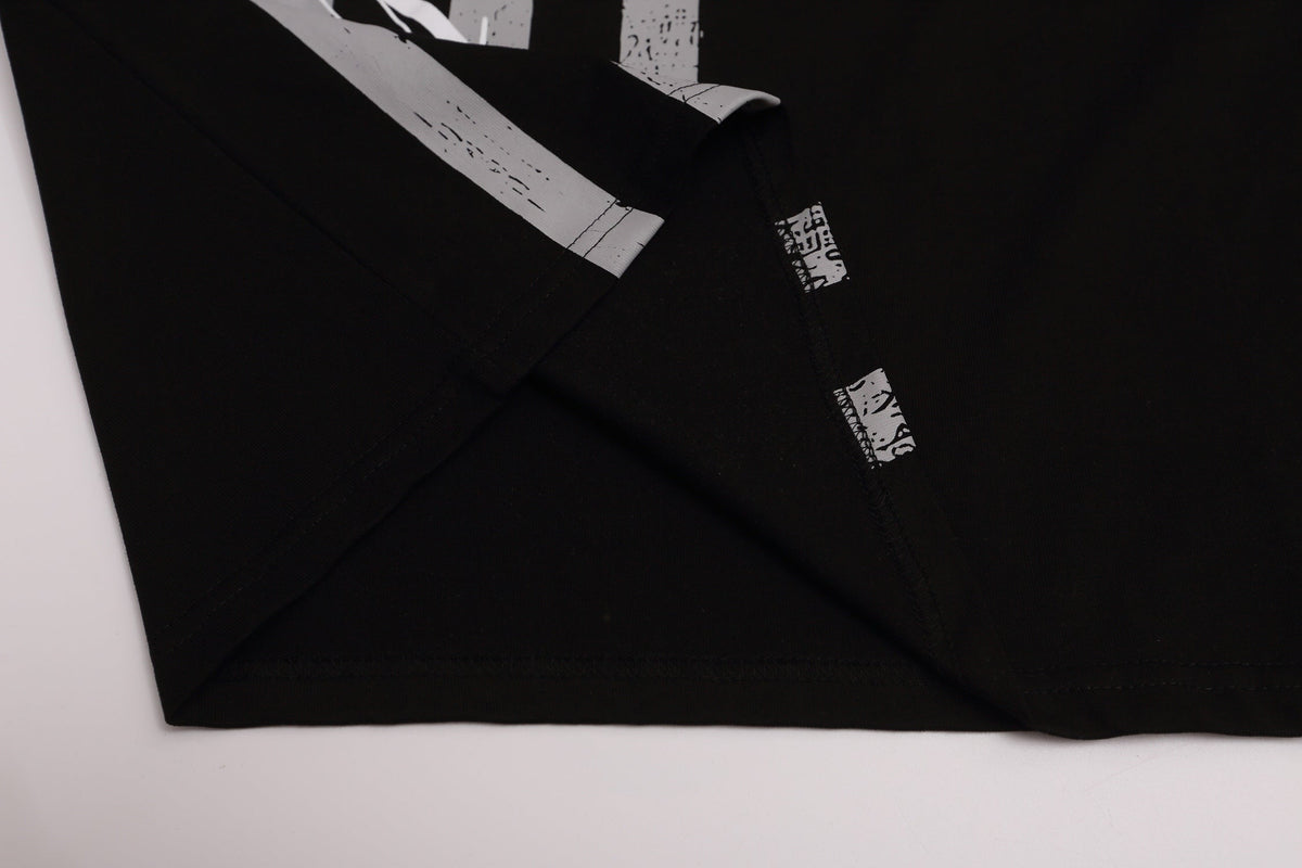 Madxmarx Faux Fur Collar Crest Graphic Long Sleeve Polo