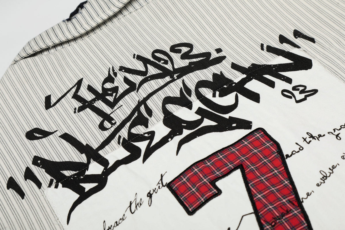 Madxmarx “Pinstripe Patch Graphic Shirt”